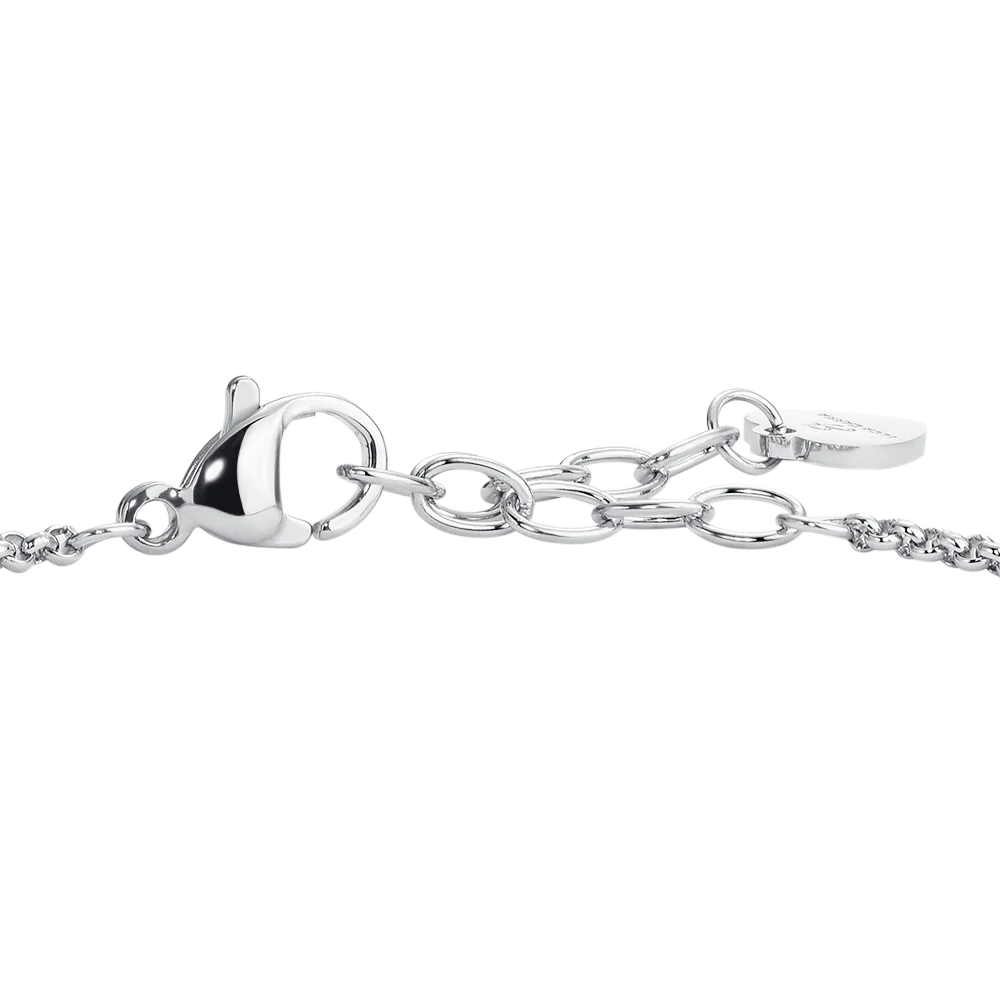 Bracciale donna in acciaio bussolotto ed elementi con zirconi bianchi - Luca Barra
