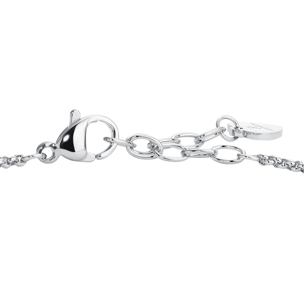 Bracciale donna in acciaio bussolotto ed elementi con zirconi viola - Luca Barra