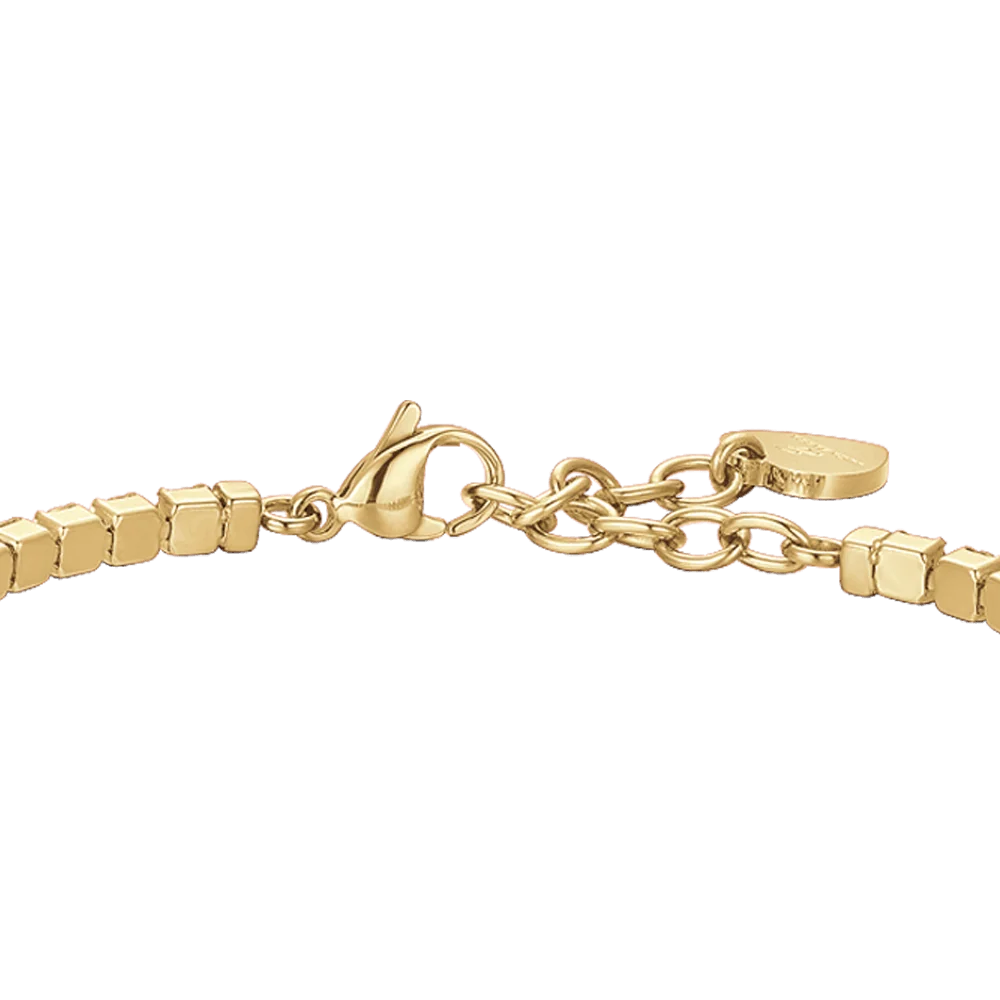 Bracciale donna tennis in acciaio IP Gold con cristalli rossi - Luca Barra