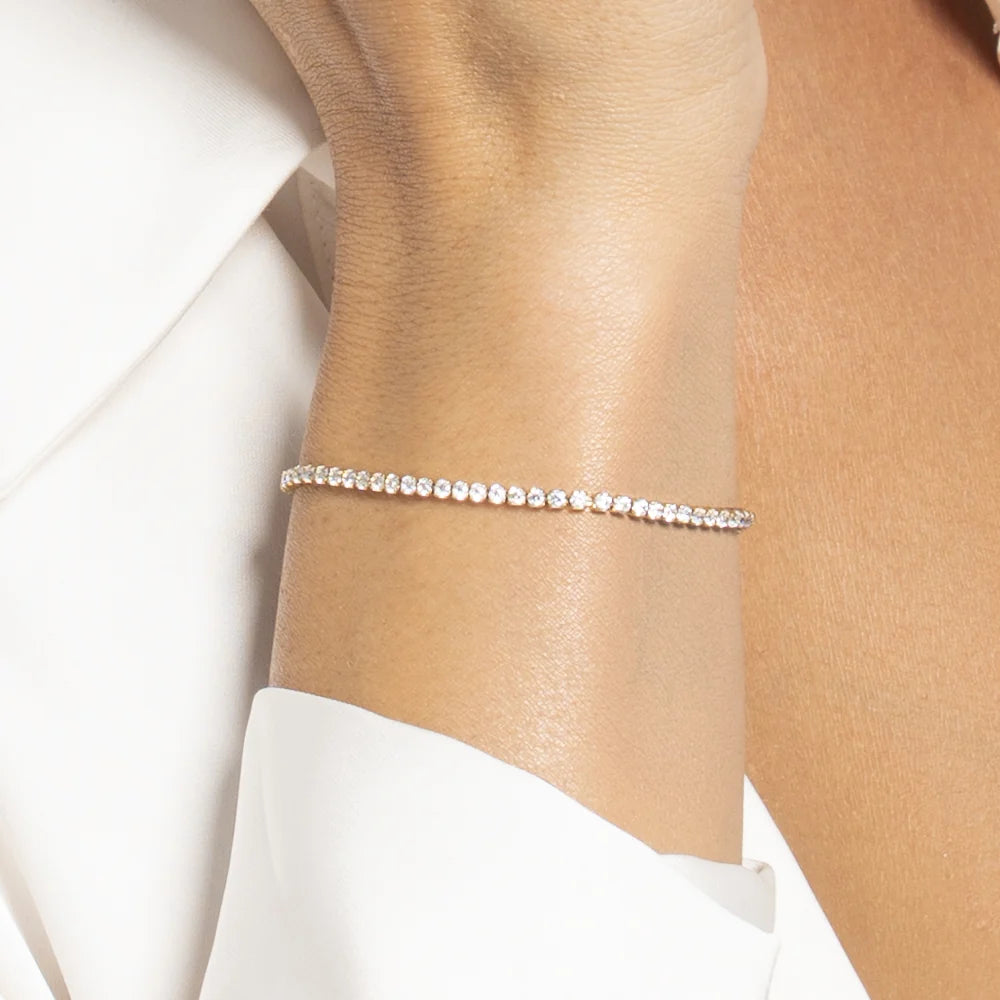 Bracciale tennis donna in acciaio con zirconi bianchi colore oro - Luca Barra