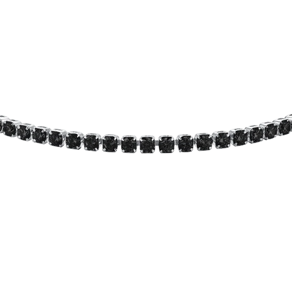 Bracciale tennis donna in acciaio con zirconi neri - Luca Barra