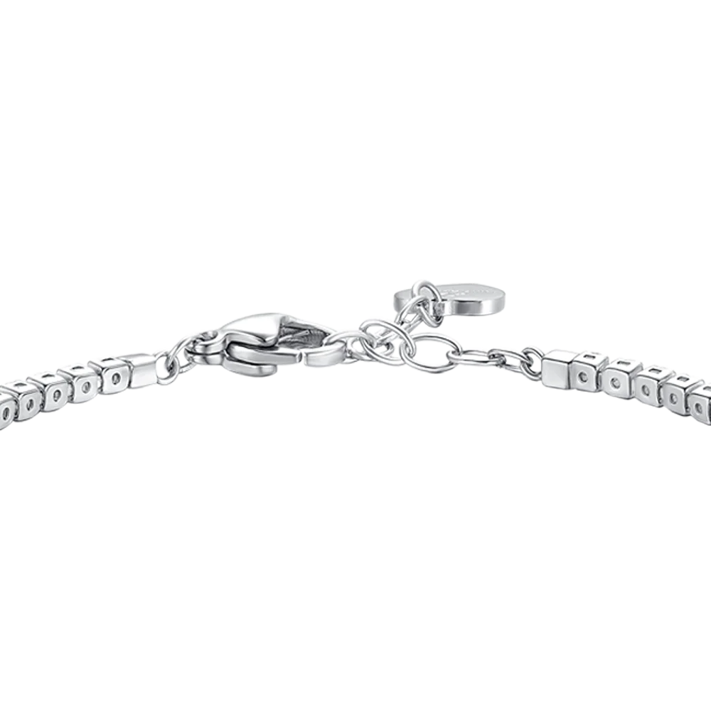 Bracciale tennis donna in acciaio con zirconi rossi - Luca Barra