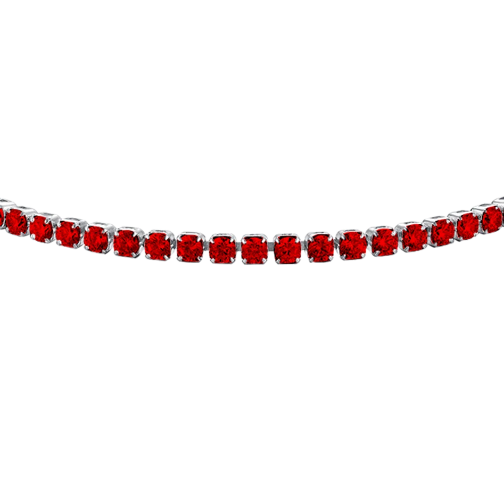 Bracciale tennis donna in acciaio con zirconi rossi - Luca Barra