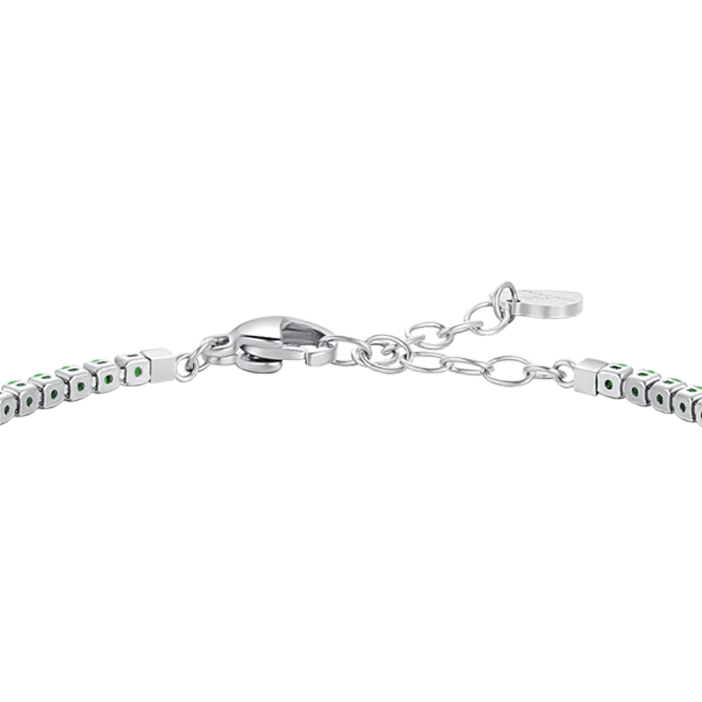 Bracciale tennis donna in acciaio con zirconi verdi - Luca Barra