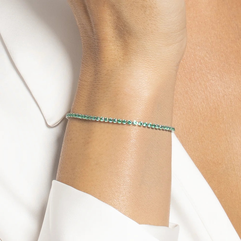 Bracciale tennis donna in acciaio con zirconi verdi - Luca Barra