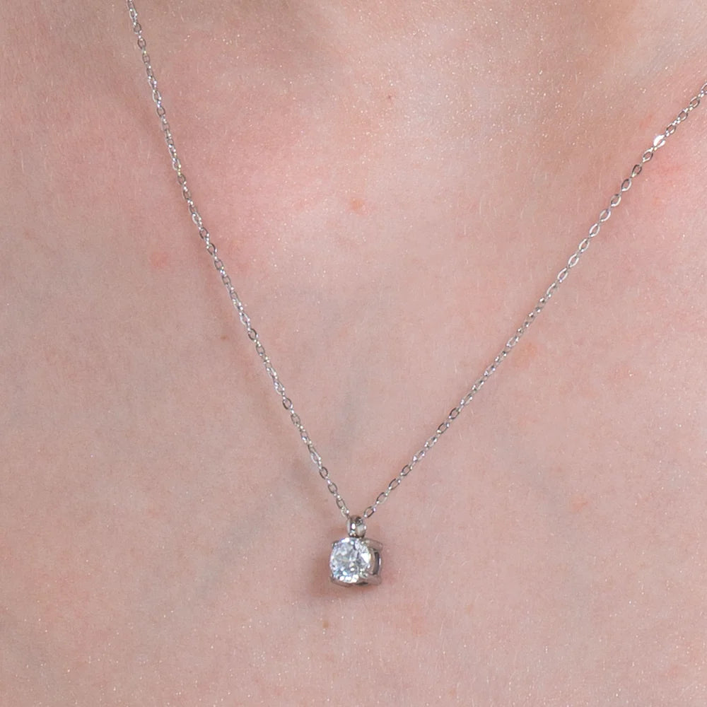 Collana punto luce donna in acciaio con cristallo bianco - Luca Barra