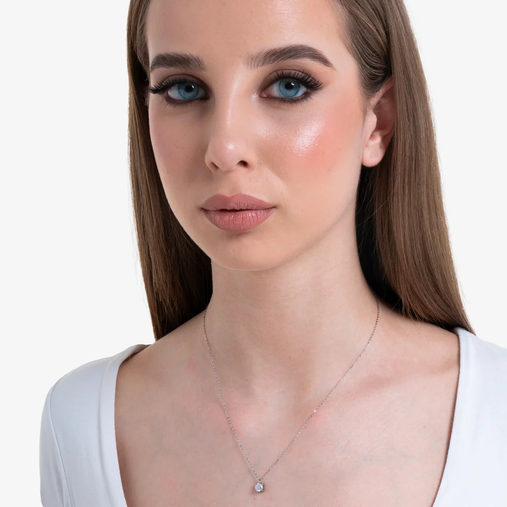 Collana punto luce donna in acciaio con cristallo bianco - Luca Barra