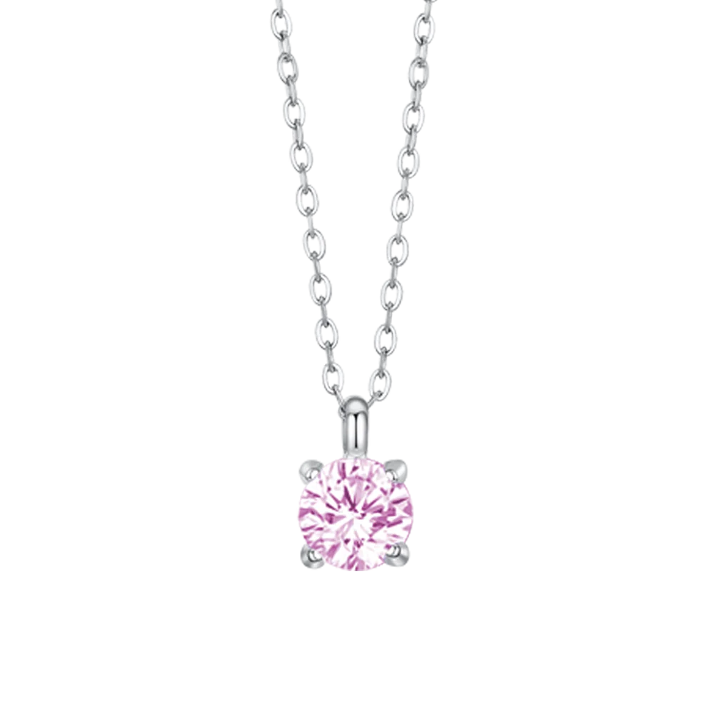 Collana punto luce donna in acciaio con zircone rosa - Luca Barra