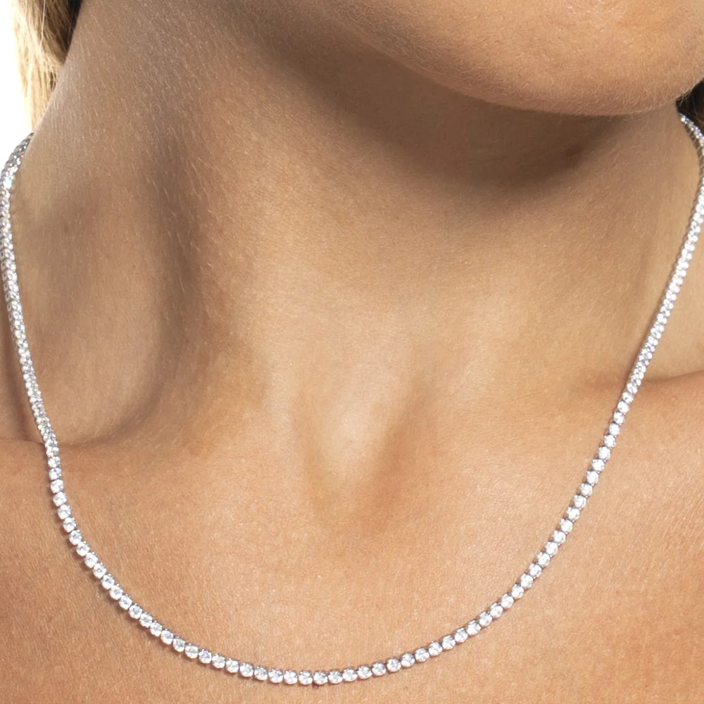 Collana tennis donna in acciaio con zirconi bianchi - Luca Barra