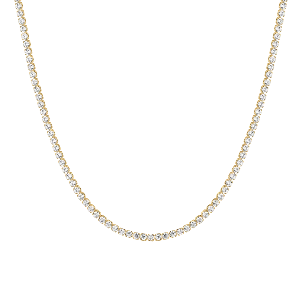 Collana tennis donna in acciaio con zirconi bianchi colore oro - Luca Barra