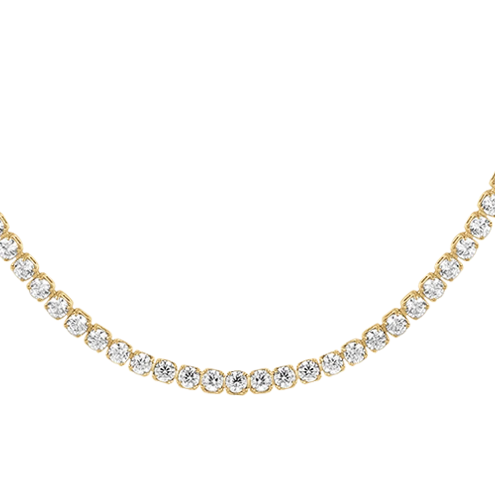 Collana tennis donna in acciaio con zirconi bianchi colore oro - Luca Barra