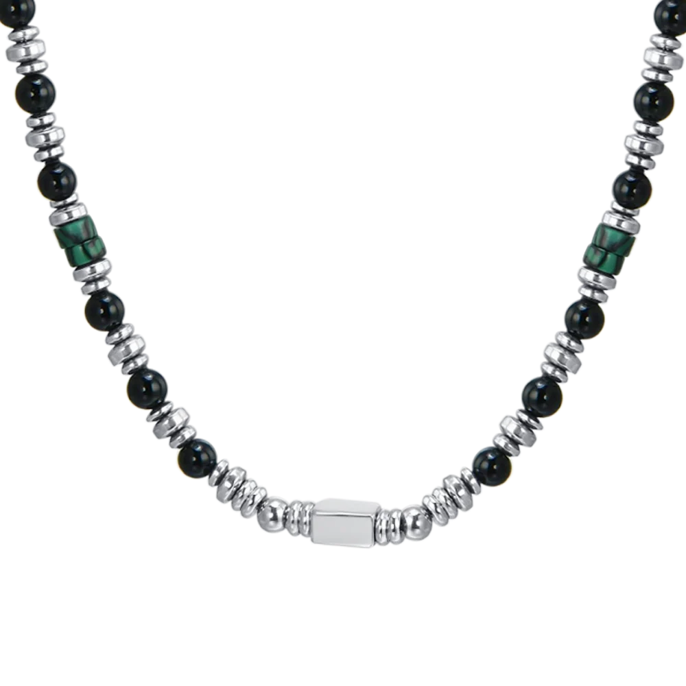 Collana uomo in acciaio agata nera - Luca Barra