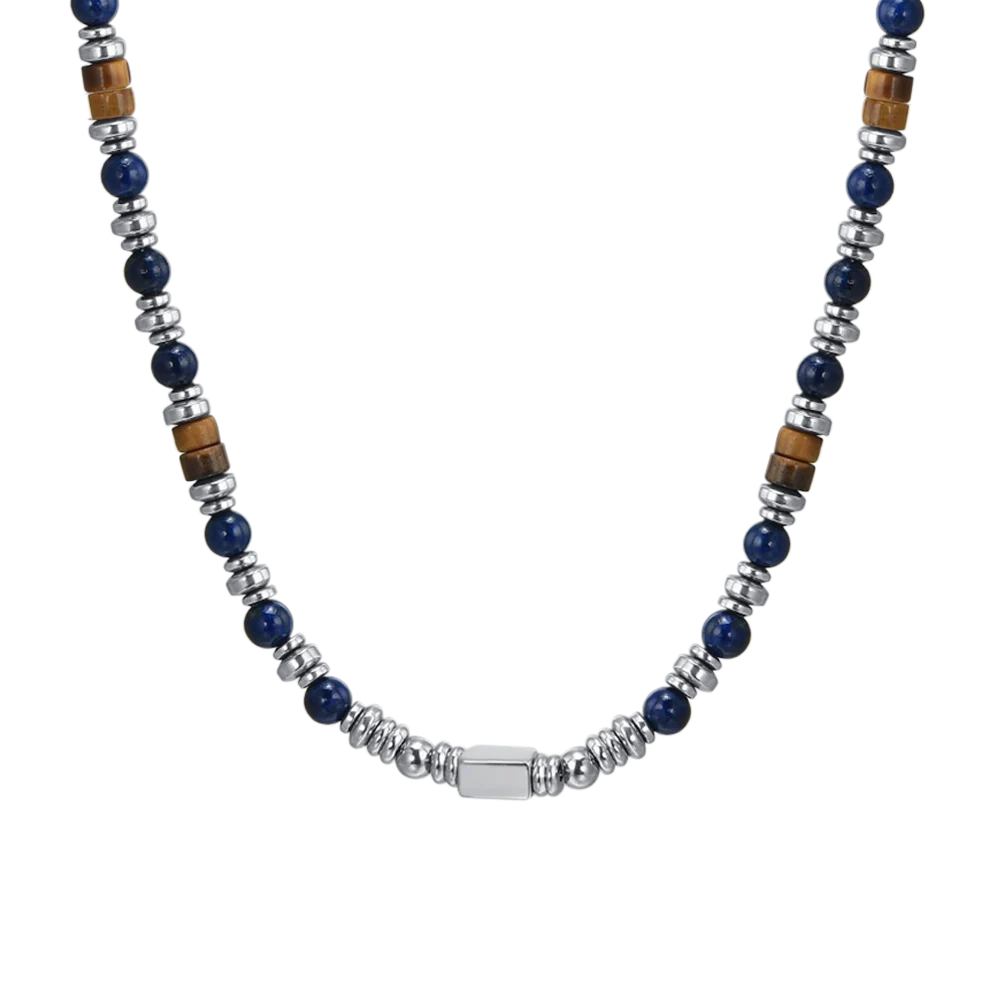 Collana uomo in acciaio con pietra lapis - Luca Barra