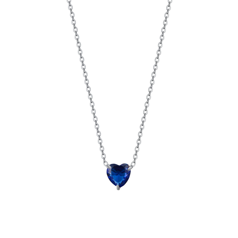 Collana donna in acciaio con cuore cristallo blu - Luca Barra