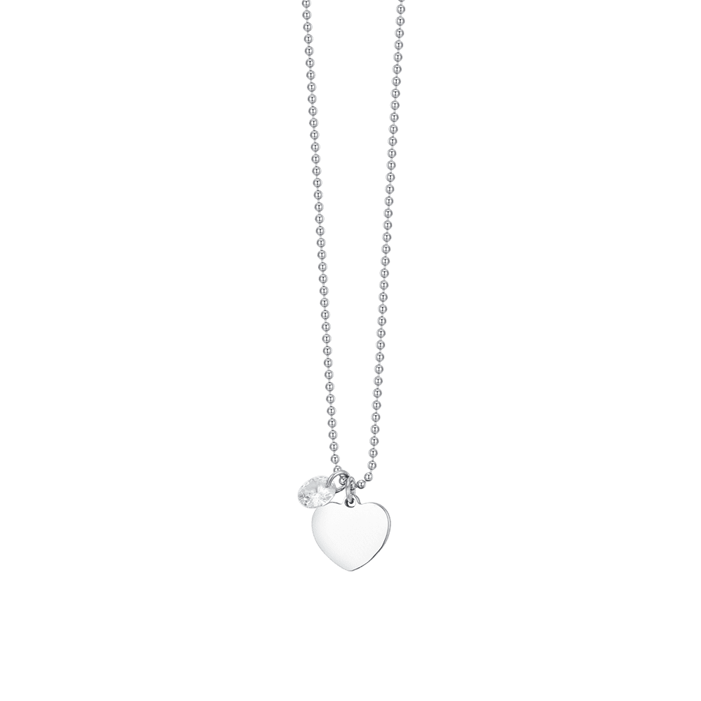 Collana donna in acciaio con cuore e zircone bianco - Luca Barra