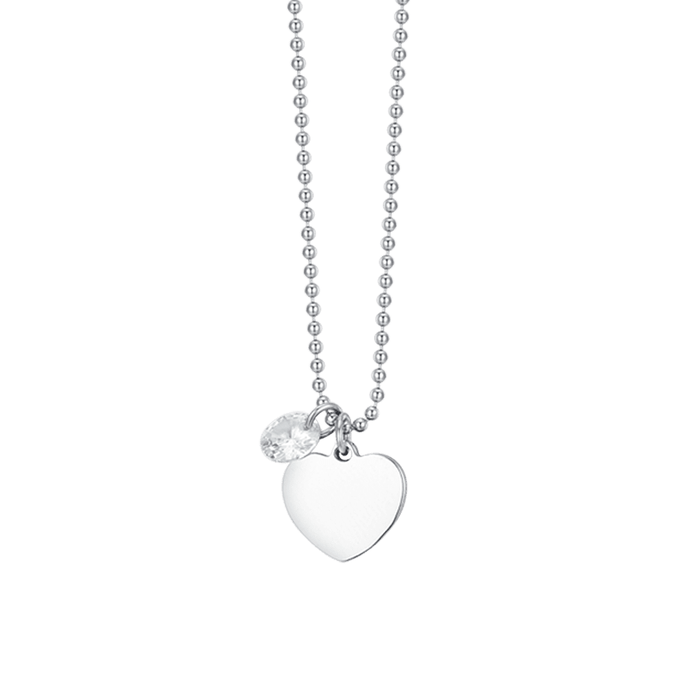Collana donna in acciaio con cuore e zircone bianco - Luca Barra
