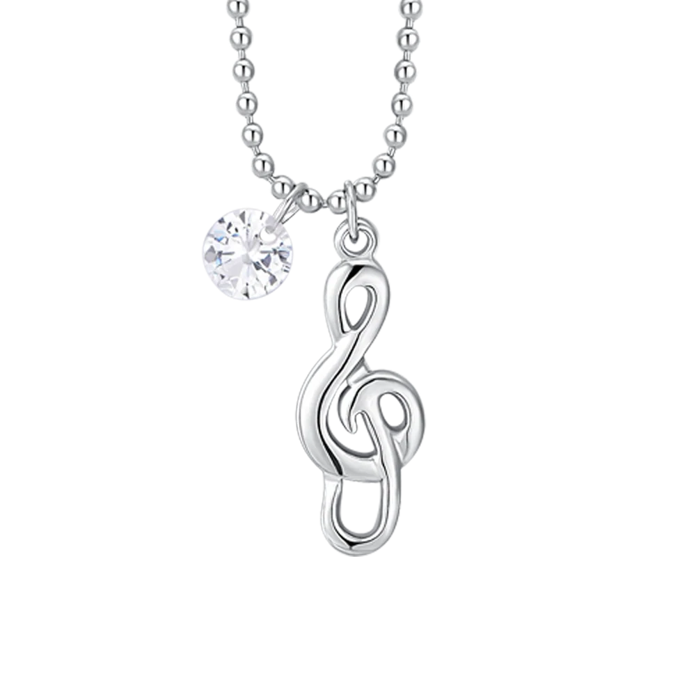 Collana donna in acciaio con nota musicale e zircone bianco - Luca Barra