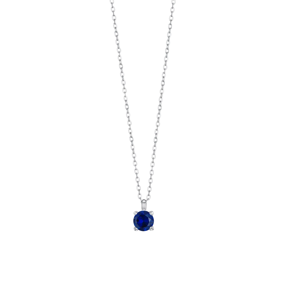 Collana punto luce donna in acciaio con zircone blu - Luca Barra