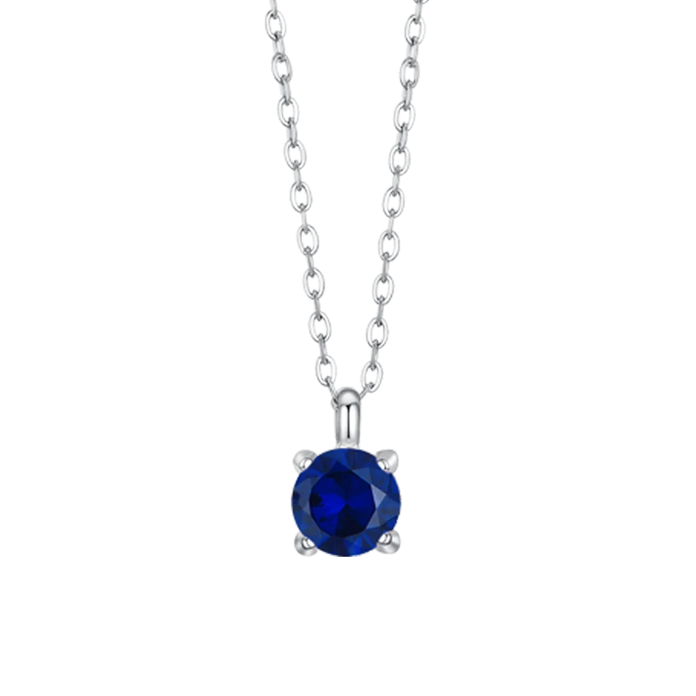 Collana punto luce donna in acciaio con zircone blu - Luca Barra