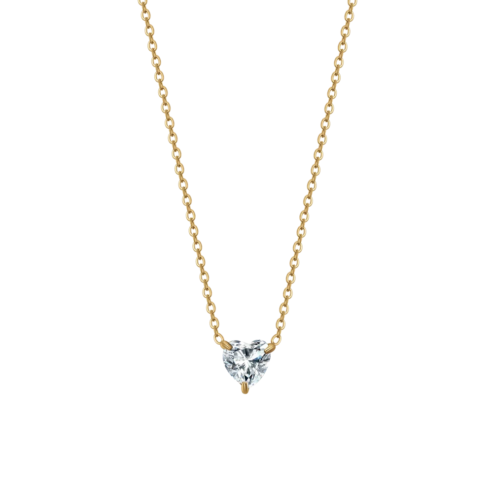 Collana donna in acciaio e IP Gold con cuore cristallo bianco - Luca Barra