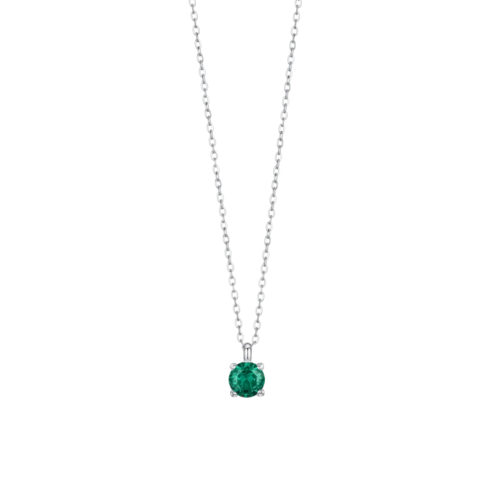 Collana punto luce donna in acciaio con zircone verde - Luca Barra