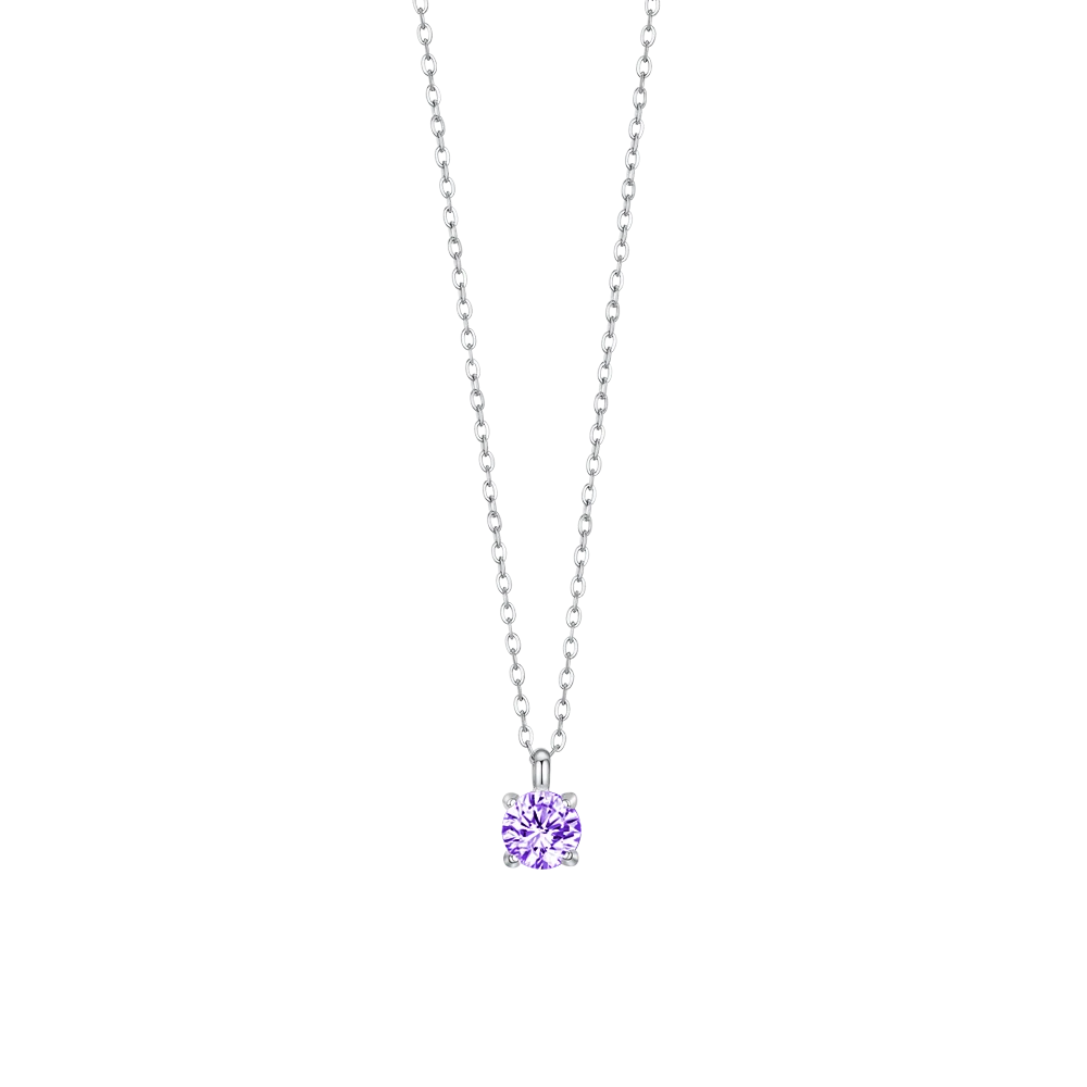 Collana punto luce donna in acciaio con zircone viola - Luca Barra