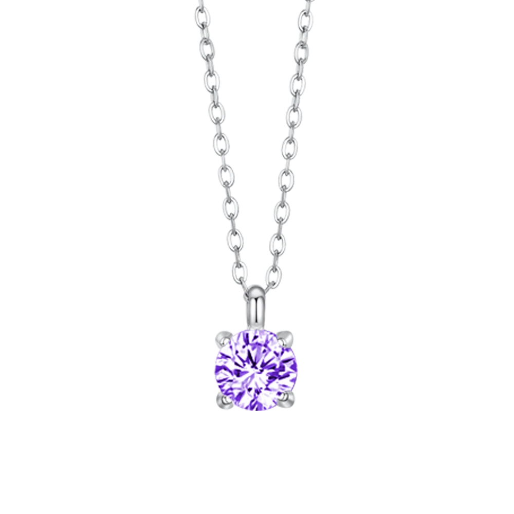 Collana punto luce donna in acciaio con zircone viola - Luca Barra