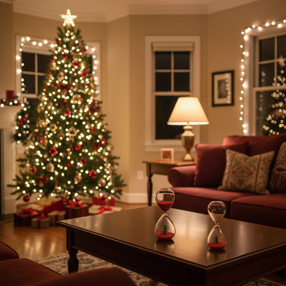 Clessidra Albero di Natale e Sabbia Rossa ø8 H.20CM. 30MIN. - Henriette