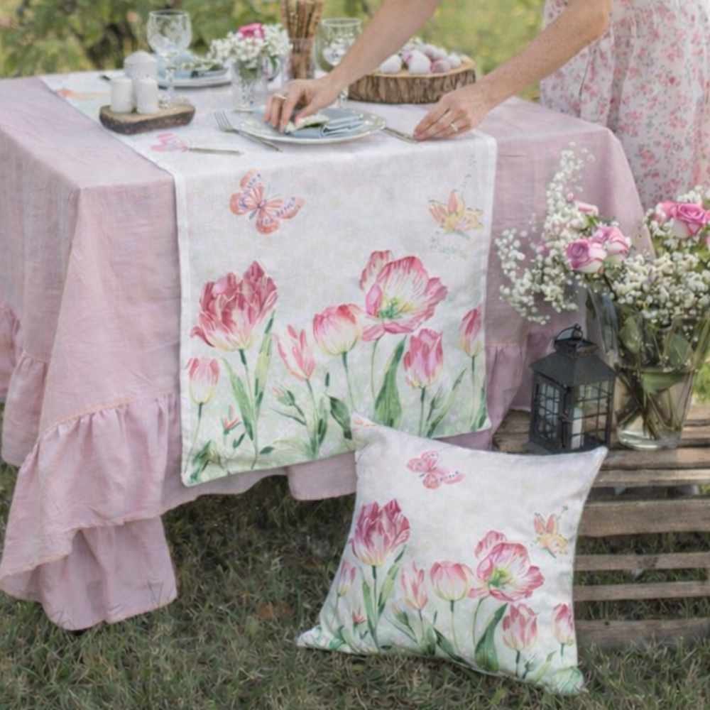 Runner con ricamo 160x45 cm - Tulipe - Clodette