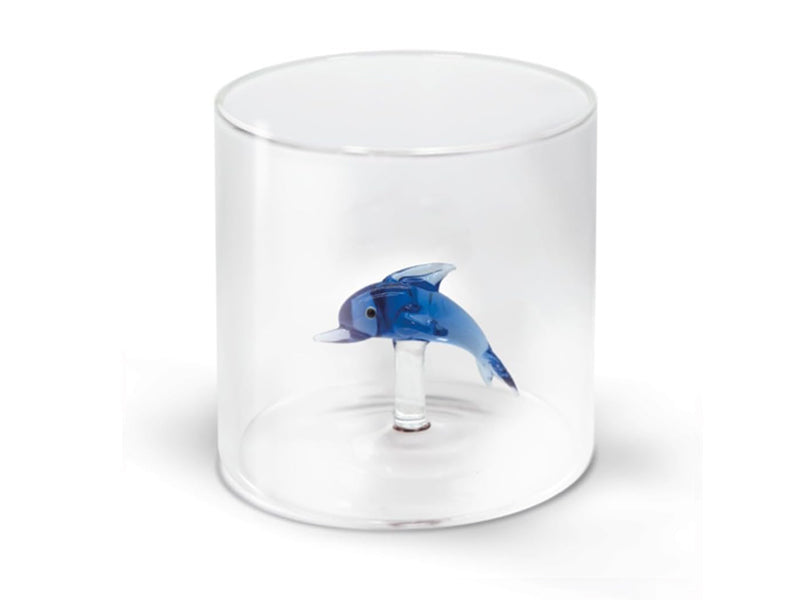 Bicchiere Figura Colorata in Vetro Borosilicato Delfino 250ml WD Lifestyle