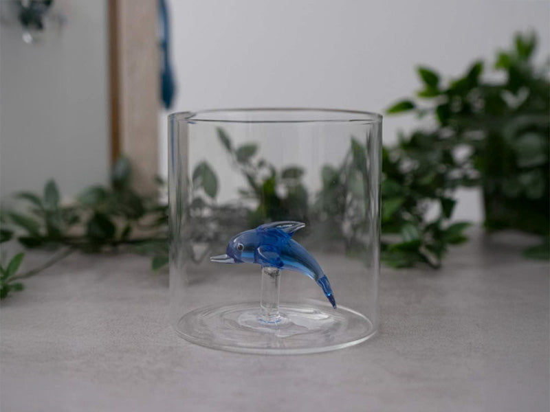 Bicchiere Figura Colorata in Vetro Borosilicato Delfino 250ml WD Lifestyle