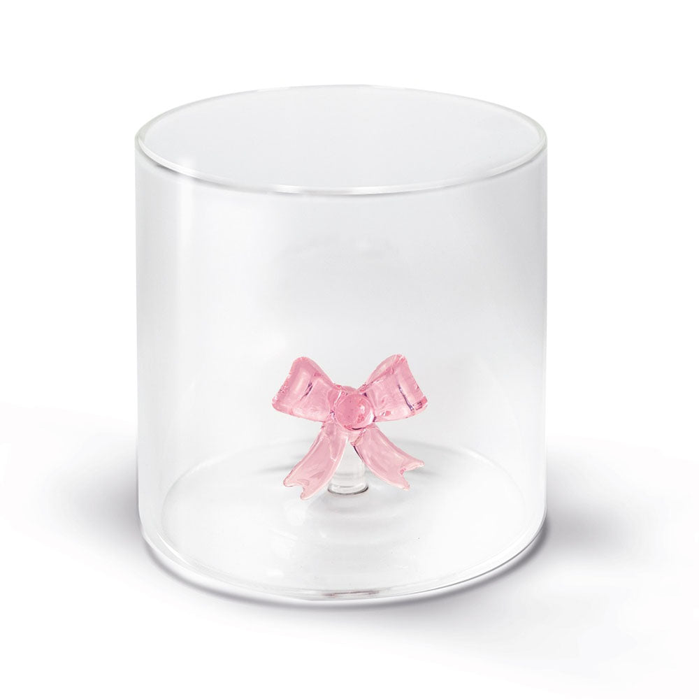 Bicchiere Figura Colorata in Vetro Borosilicato Fiocco rosa 250ml WD Lifestyle