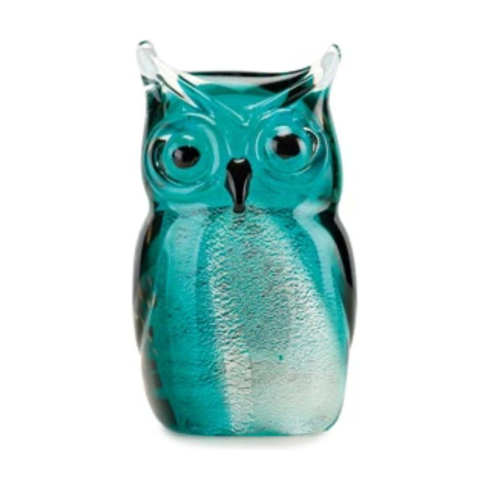 Gufo verde decorativo Fantasy Glass in vetro 8x14,5 Cm - Fade