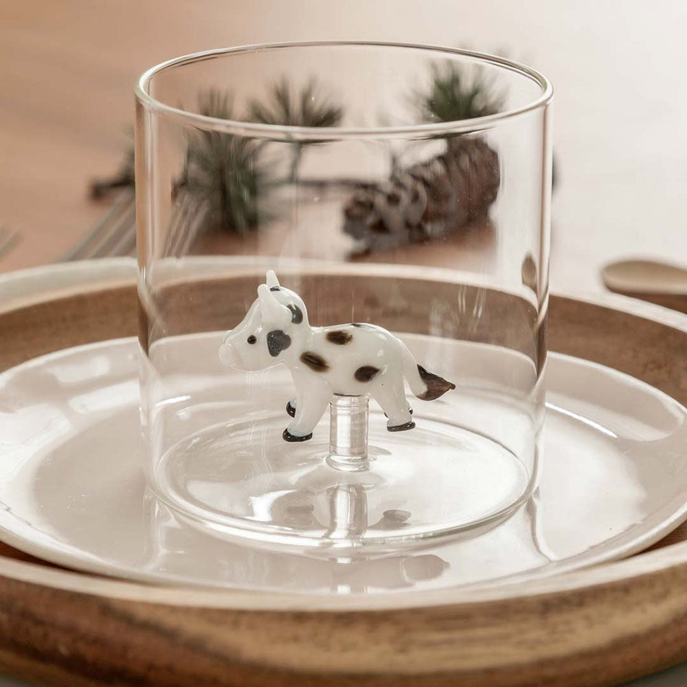 Bicchiere Figura Colorata in Vetro Borosilicato Mucca 250ml WD Lifestyle