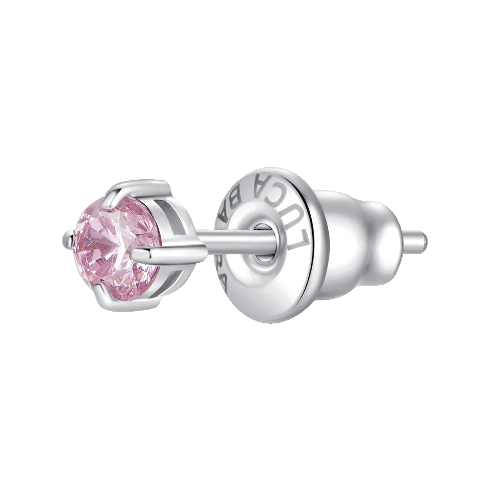 Mono orecchino punto luce donna in acciaio con zircone rosa - Luca Barra