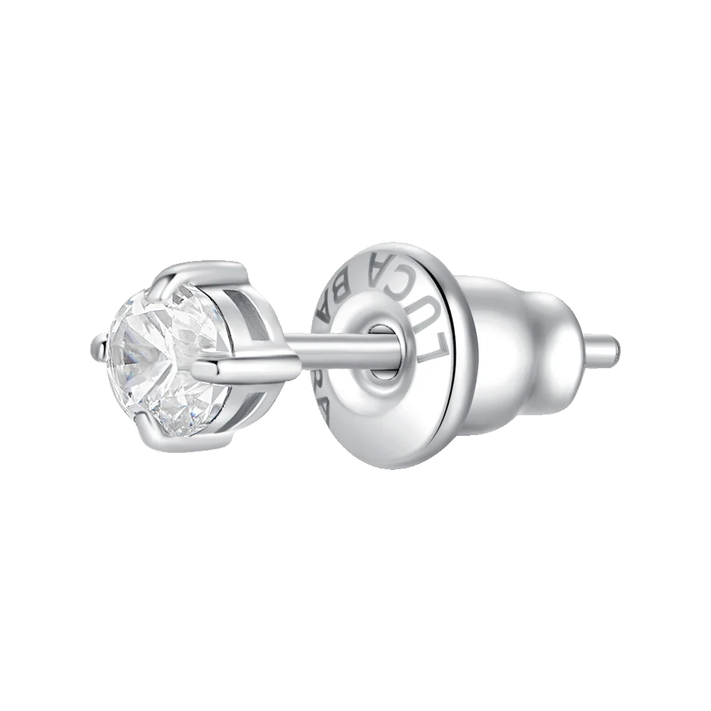 Mono orecchino punto luce donna in acciaio con zircone bianco - Luca Barra