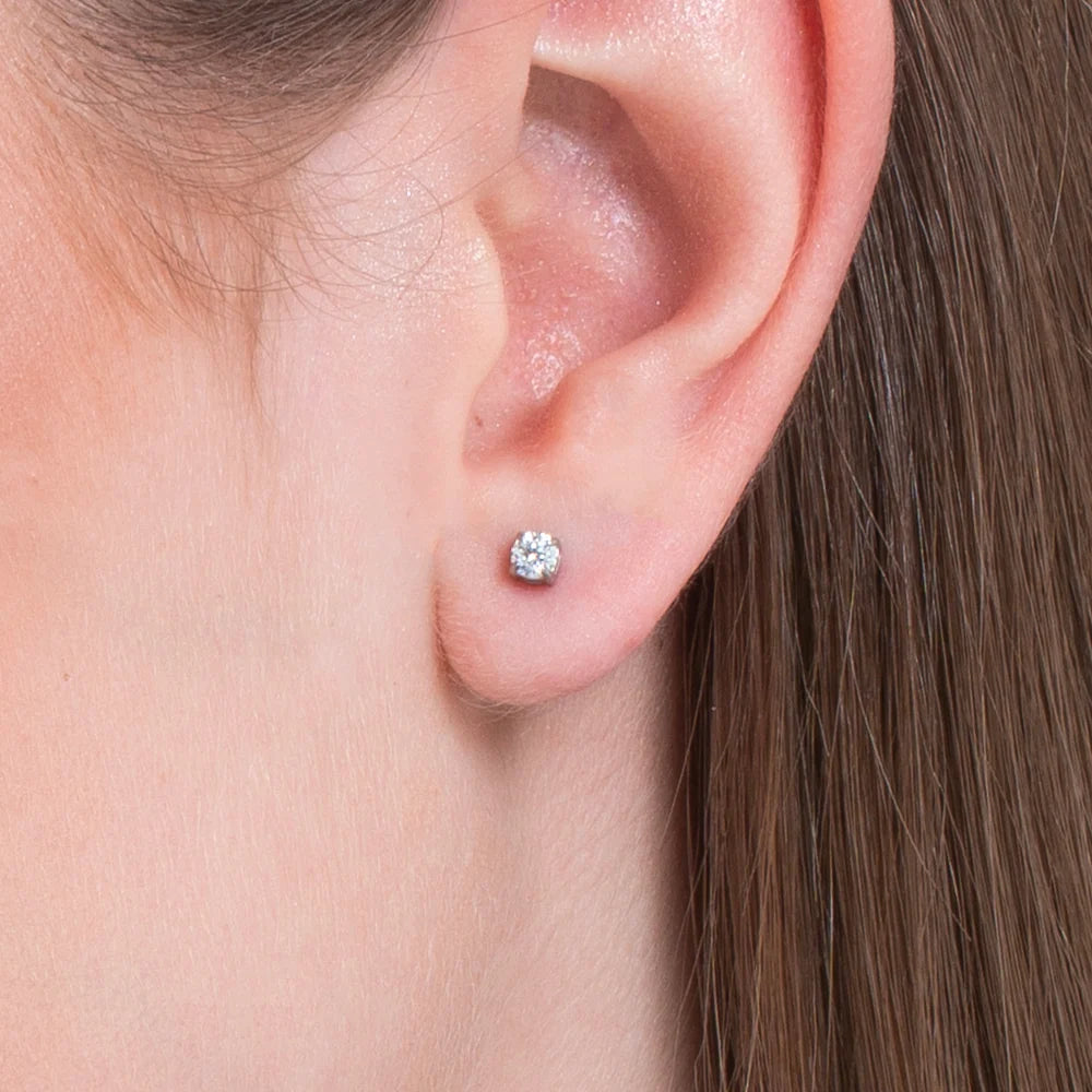 Mono orecchino punto luce donna in acciaio con zircone bianco - Luca Barra