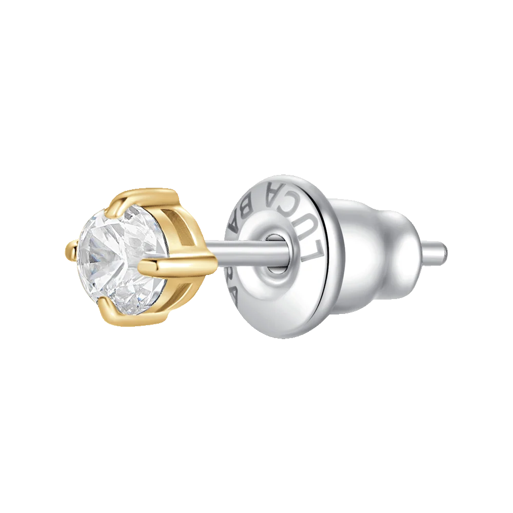 Mono orecchino punto luce donna in acciaio IP Gold con zircone bianco - Luca Barra