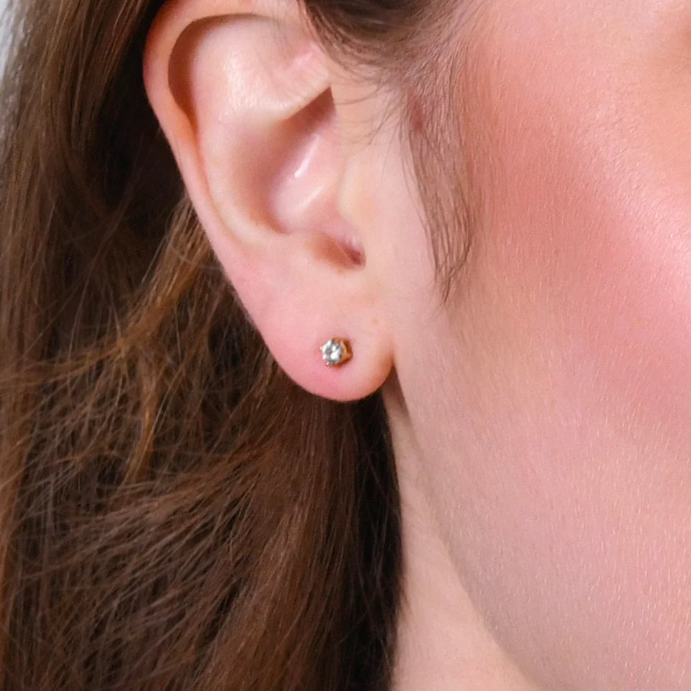 Mono orecchino punto luce donna in acciaio IP Gold con zircone bianco - Luca Barra