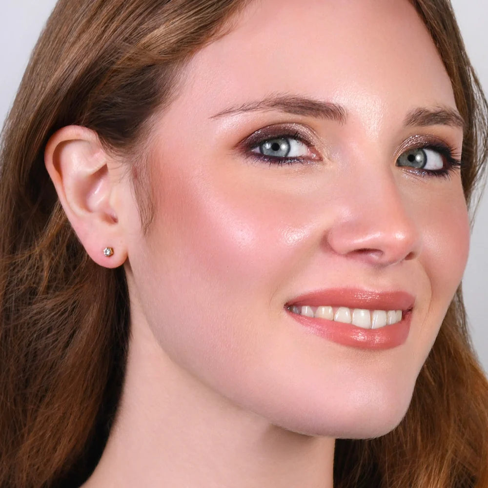 Mono orecchino punto luce donna in acciaio IP Gold con zircone bianco - Luca Barra
