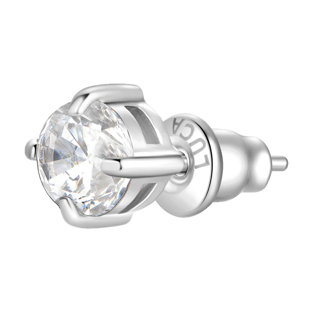 Mono orecchino punto luce donna in acciaio con zircone bianco - Luca Barra