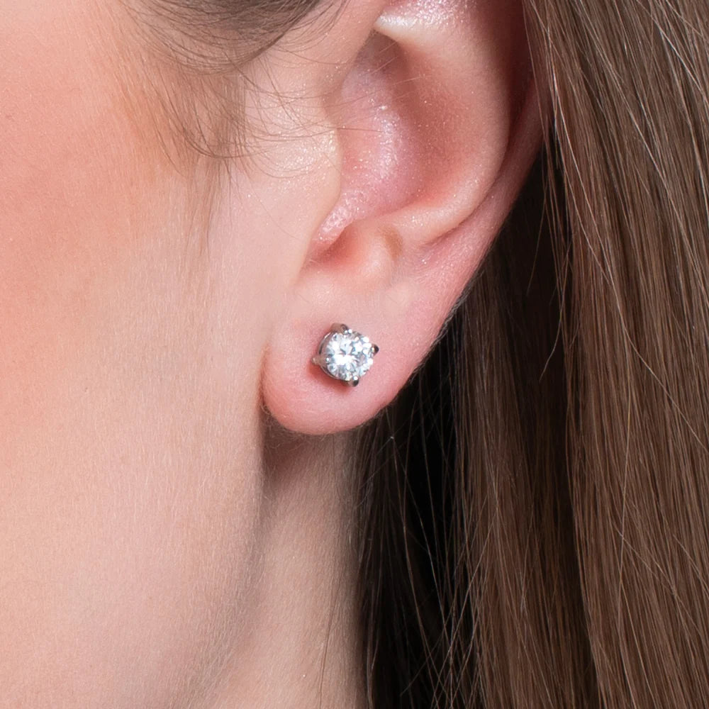 Mono orecchino punto luce donna in acciaio con zircone bianco - Luca Barra