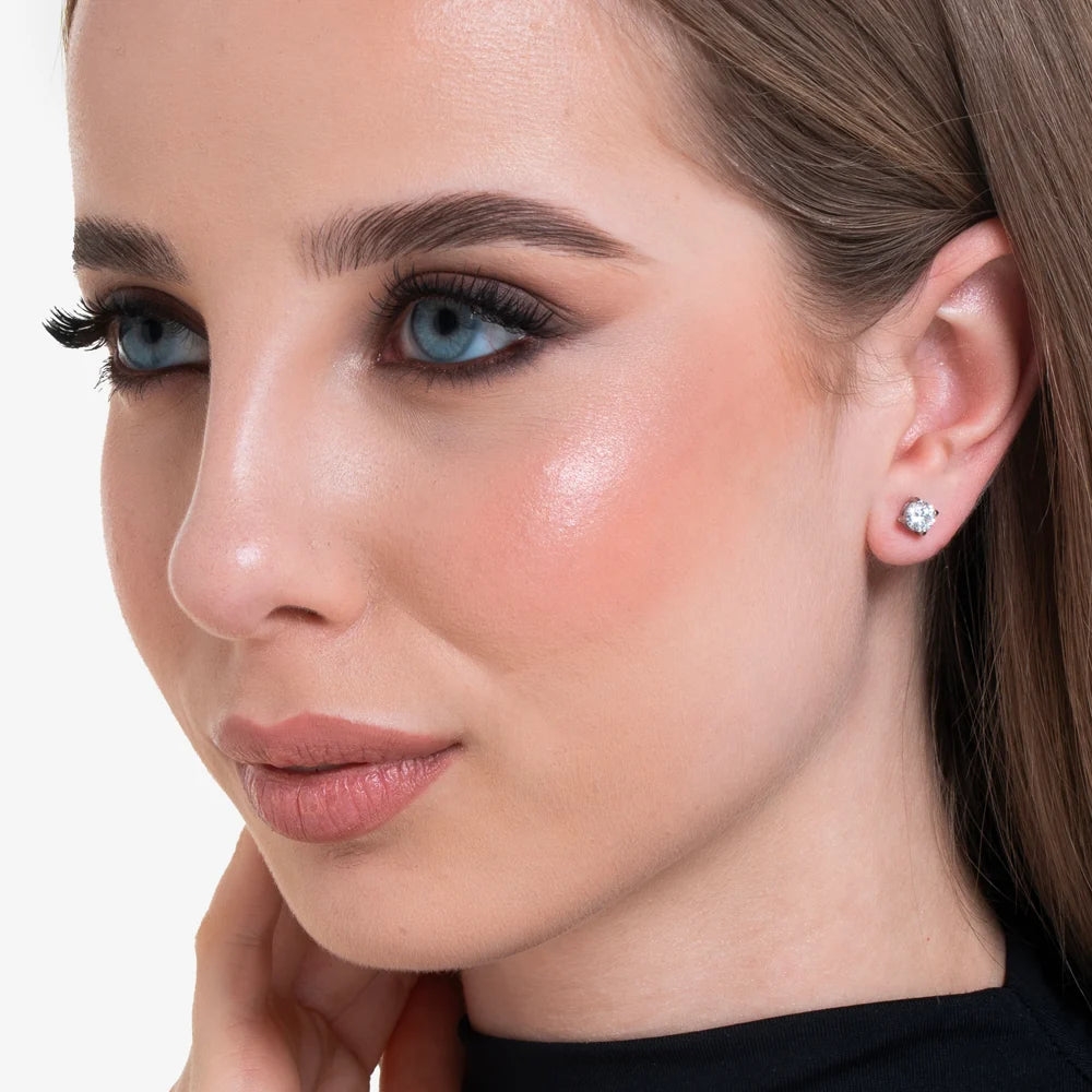 Mono orecchino punto luce donna in acciaio con zircone bianco - Luca Barra