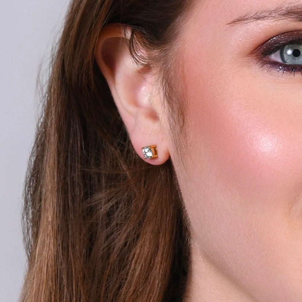 Mono orecchino punto luce donna in acciaio IP Gold con zircone bianco - Luca Barra