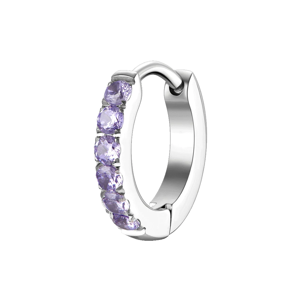 Mono orecchino donna in acciaio con zirconi viola - Luca Barra