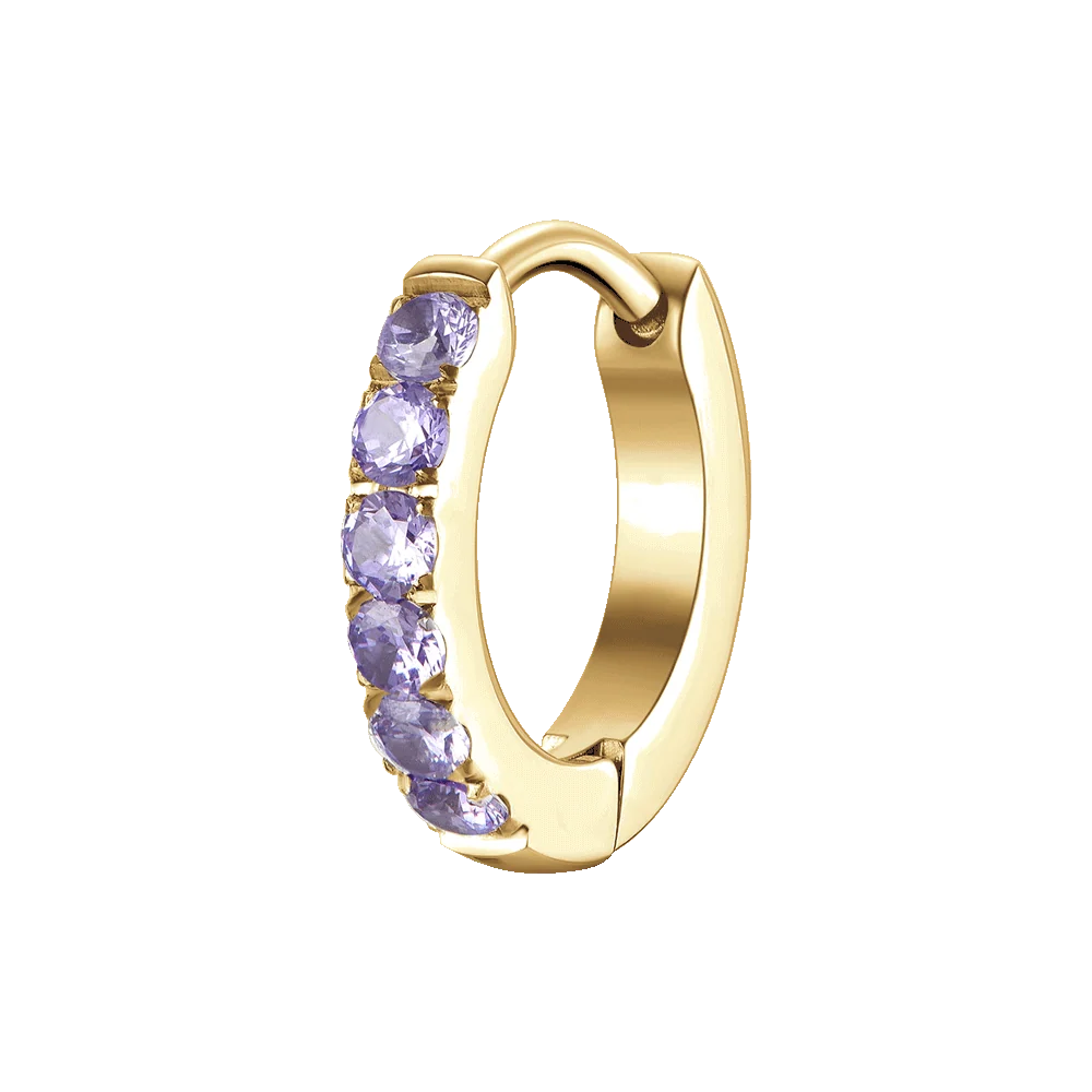 Mono orecchino donna in acciaio IP Gold con zirconi viola - Luca Barra