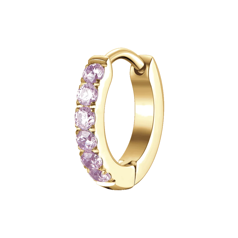 Mono orecchino donna in acciaio IP Gold con zirconi rosa - Luca Barra
