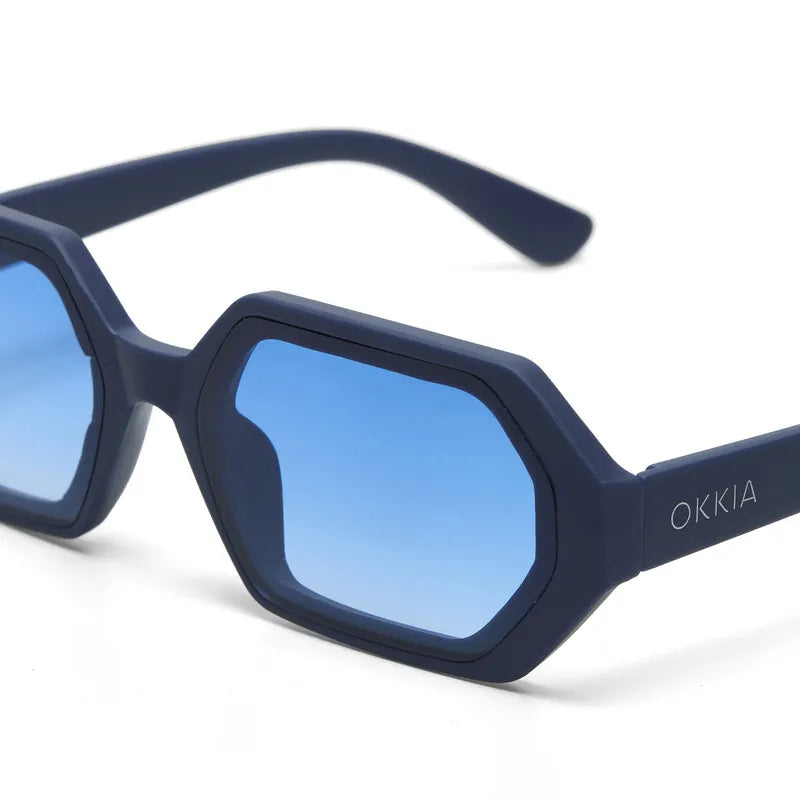 Occhiali da sole esagonali modello Andrea Midnight Blue - Più Forty