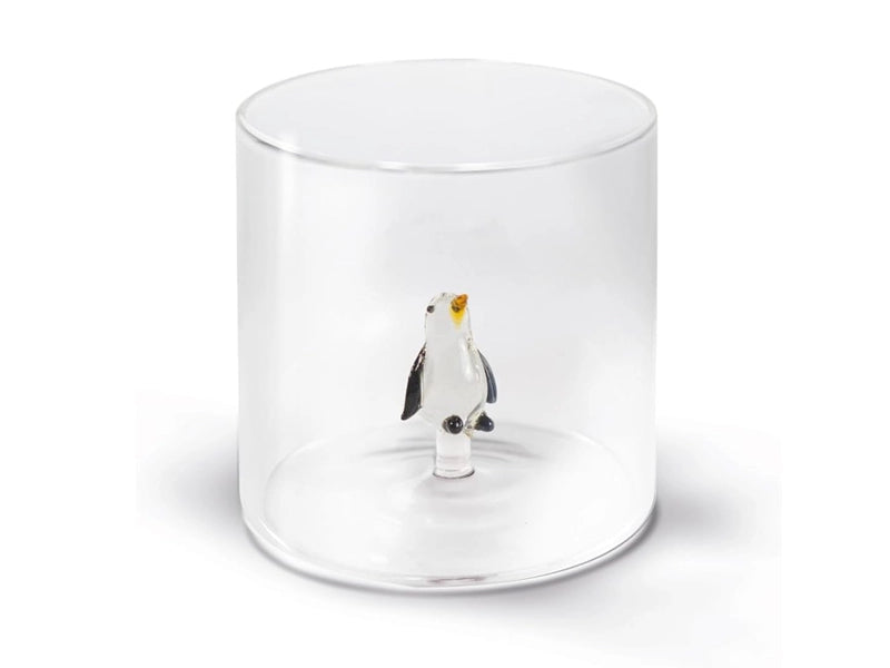 Bicchiere Figura Colorata in Vetro Borosilicato Pinguino 250ml WD Lifestyle