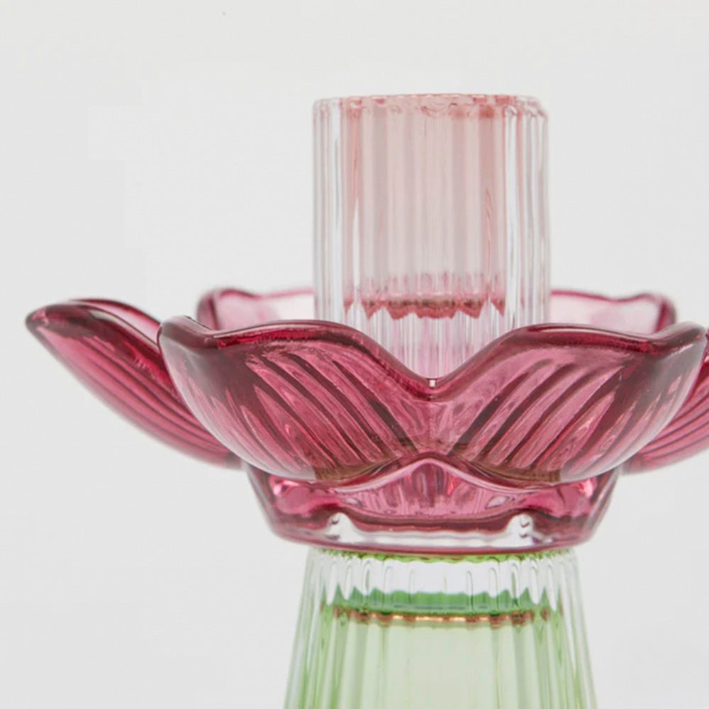 Portacandela Flower in Vetro H 21 Cm D 12 Cm Violet Mix - EDG